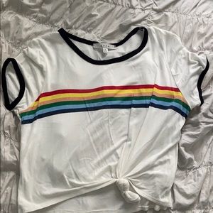 Knotted Tshirt with rainbow stripe
